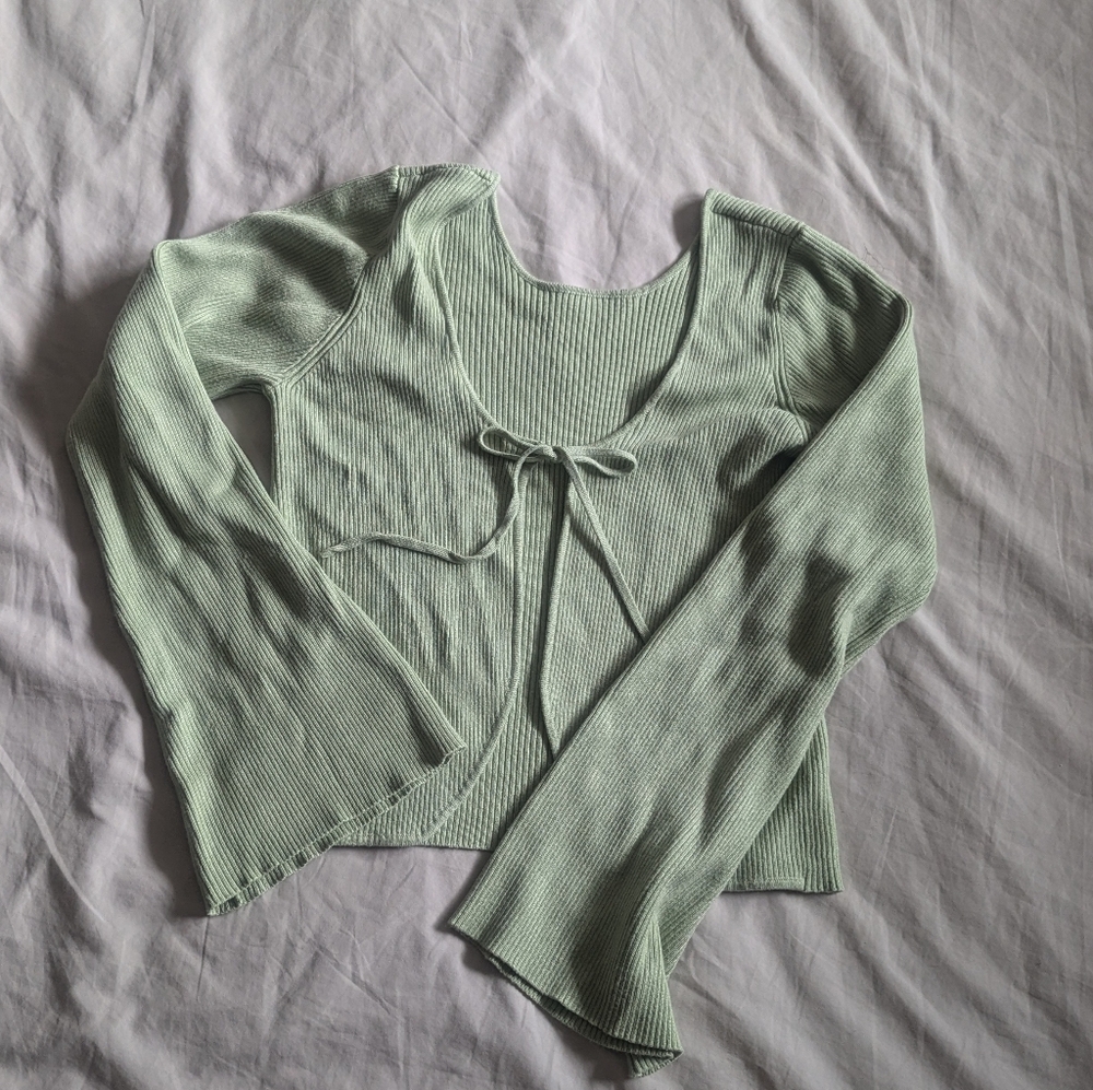 Lulu's Light Green Ribbed Knit Top
